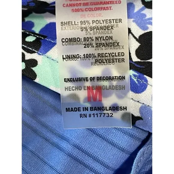 NWT-ZeroXposure 2 in 1 ruched Athletic Blue Floral Built In Bra Tank Top Size M - Picture 5 of 6